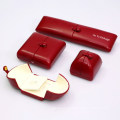 Customized Red Leatherette Plastic Jewelry Boxes with Button Closed